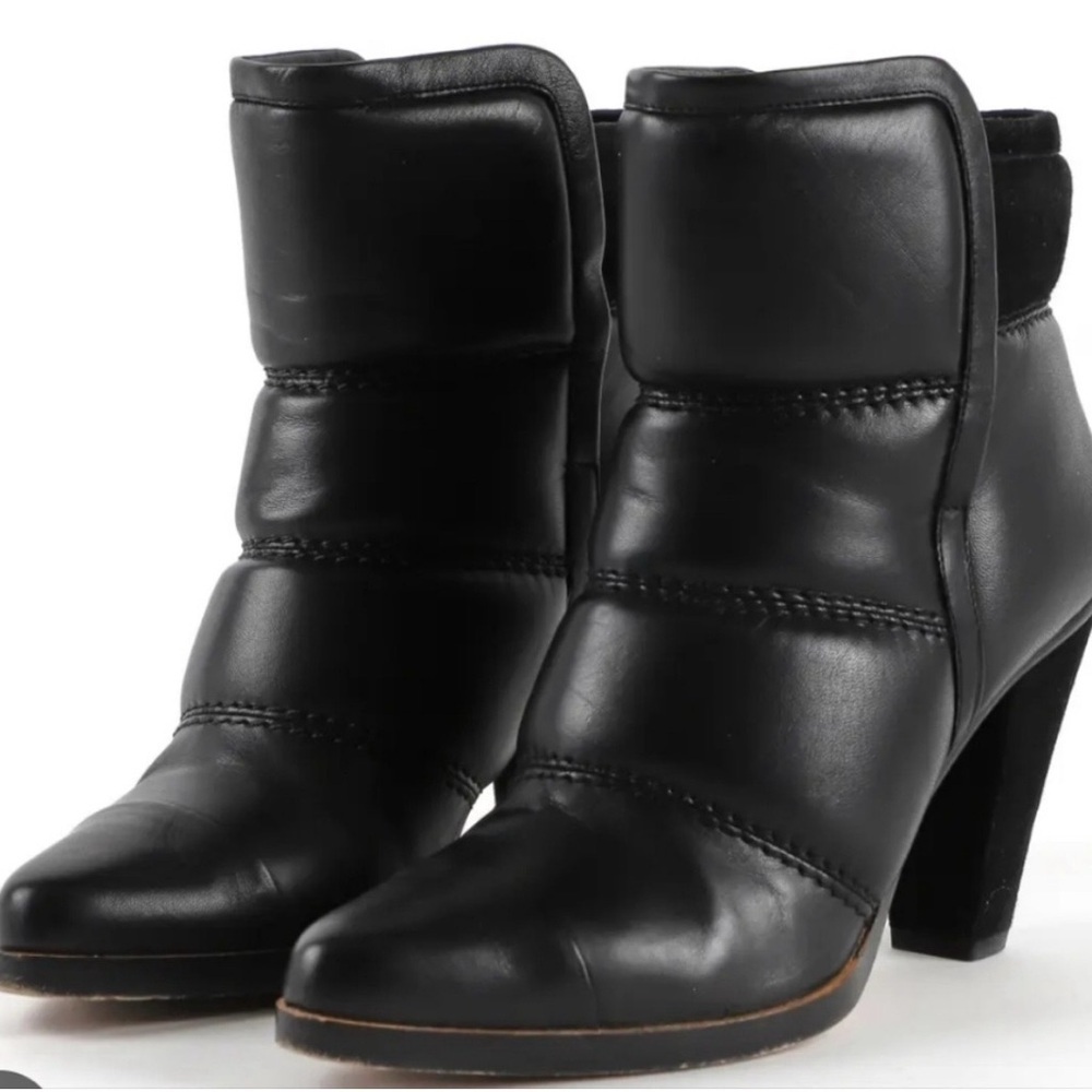 Chloe Black Lamb Leather And Suede Heel Boots Size 9 - Picture 2 of 9